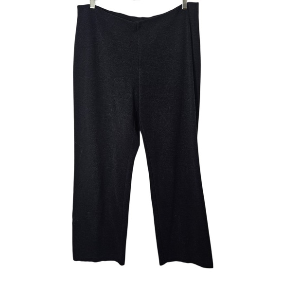 Eileen Fisher Ponte Knit Pants Black Wide Leg Pull On Minimalist Comfort Large - Picture 1 of 9